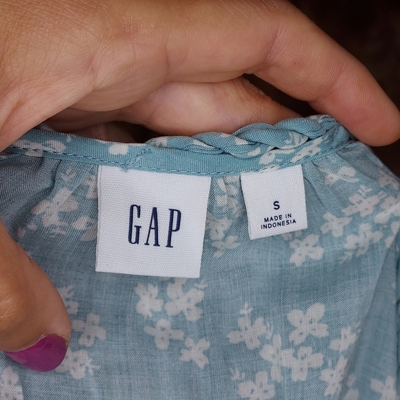 GAP cami tank twist strap blue aqua white cream floral S - Picture 4 of 7
